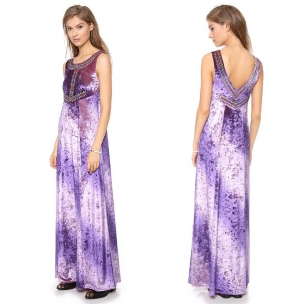 NEW Free People Gorgeous Purple Velvet Maxi Dress
